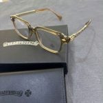 Chrome Hearts Brown Gold Cross Temple Glasses