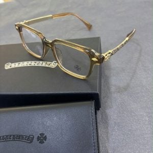 Chrome Hearts Brown Gold Cross Temple Glasses