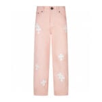 Chrome Hearts Light Pink White Cross Patch Jeans