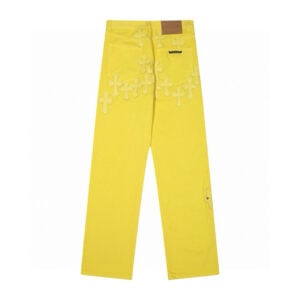 chrome hearts yellow cross patch jeans