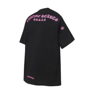 Chrome Hearts Black Pink Script Logo T-Shirt