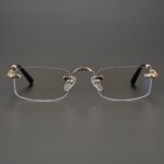 chrome hearts gold rimless cross glasses