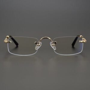 chrome hearts gold rimless cross glasses