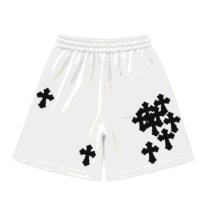 Chrome Hearts Cemetery Cross Logo White Sweat Shorts