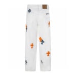 Chrome Hearts White Orange Blue Cross Patch Jeans
