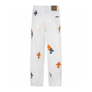 Chrome Hearts White Orange Blue Cross Patch Jeans