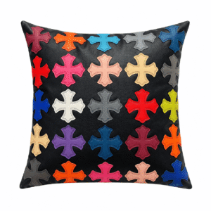 Chrome Hearts Black Multicolor Cross Leather Pillow