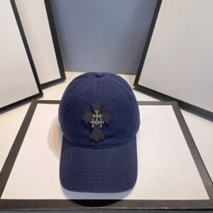 Chrome Hearts Navy Black Cross Baseball Cap