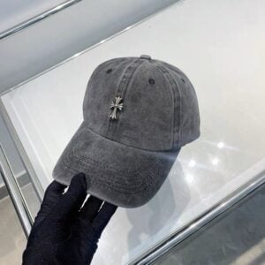 Chrome Hearts Washed Grey Mini Cross Baseball Cap
