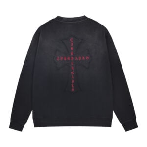 Chrome Hearts Black Red Logo Cross Long Sleeve Shirt