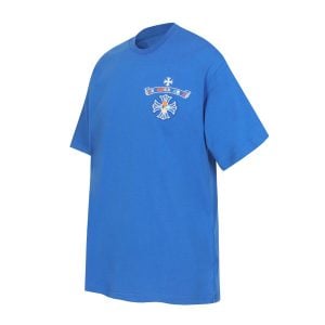 Chrome Hearts Blue Multicolor Cross Logo T-Shirt