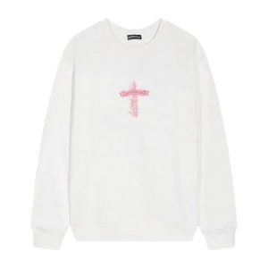 Chrome Hearts White Pink Cemetery Cross Long Sleeve