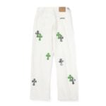 Chrome Hearts White Green Zebra Cross Patch Jeans