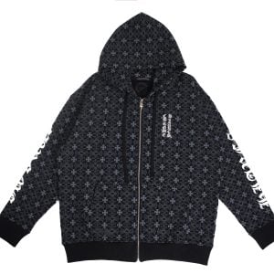 Chrome Hearts Black Floral Cross Zip Hoodie