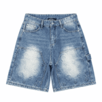 Chrome Hearts Cross Patch Blue Denim Carpenter Shorts
