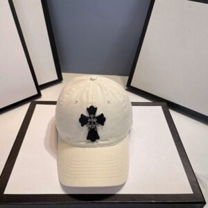 Chrome Hearts White Black Cross Baseball Cap