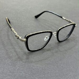 chrome hearts black silver ornate temple glasses