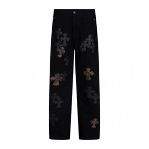 Chrome Hearts Black Brown Cross Patch Jeans