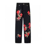 Chrome Hearts Black Leopard Cross Patch Jeans