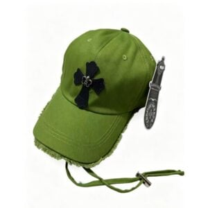 Chrome Hearts Green Black Cross Distressed Baseball Cap