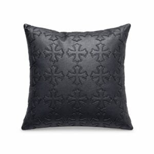 Chrome Hearts Black Embossed Cross Leather Pillow