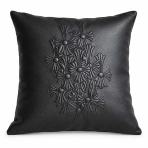 Chrome Hearts Black Floral Cross Leather Pillow