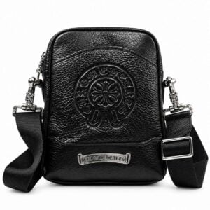 Chrome Hearts Black Leather Horseshoe Mini Crossbody Bag