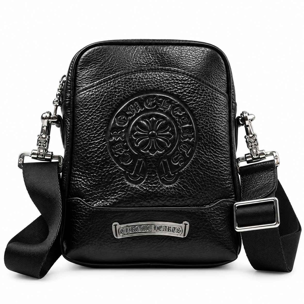 Chrome_Hearts_Black_Leather_Crossbody_Bag Chrome Hearts Black Leather Horseshoe Mini Crossbody Bag
