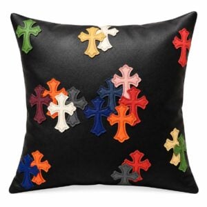 Chrome Hearts Black Multicolor Cross Leather Cushion