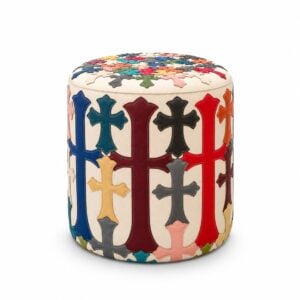 Chrome Hearts Multicolor Cross Leather Ottoman