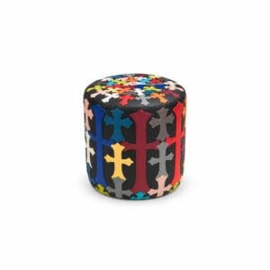 Chrome Hearts Black Multicolor Cross Leather Ottoman