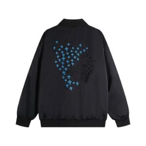 Chrome Hearts Black Blue Cross Bomber Jacket