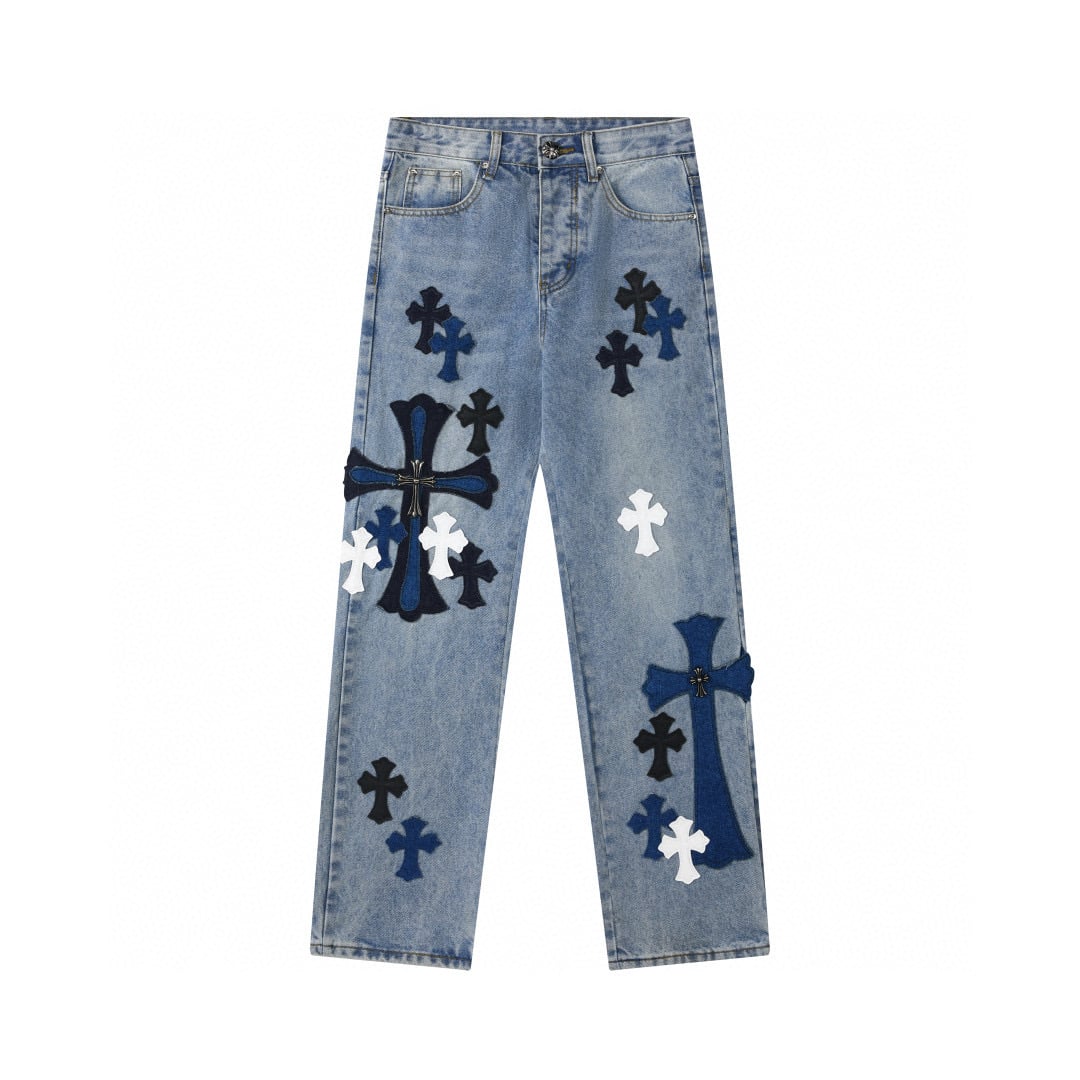 a6883371 Chrome Hearts Blue Cross Patch Jeans