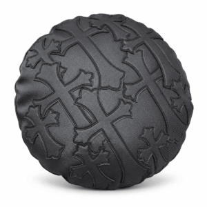 Chrome Hearts Black Gothic Cross Round Leather Pillow