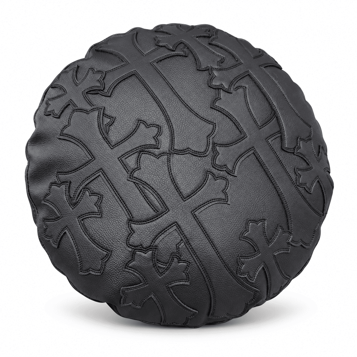 Chrome Hearts Black Gothic Cross Round Leather Pillow Chrome Hearts Black Gothic Cross Round Leather Pillow