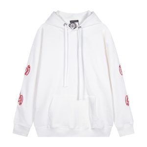 Chrome Hearts White Gothic Horseshoe Cross Hoodie