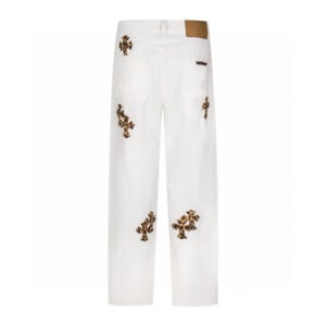 Chrome Hearts White Leopard Cross Graphic Jeans