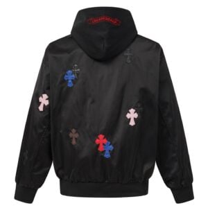 Chrome Hearts Multicolor Cross Patch Hooded Bomber Jacket