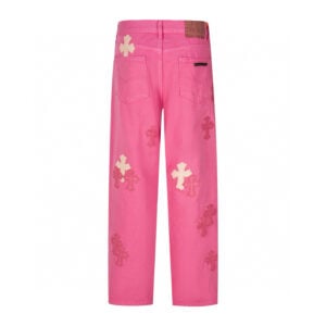 Chrome Hearts Hot Pink Cross Patch Jeans