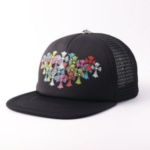Chrome Hearts Black Floral Cross Trucker Hat
