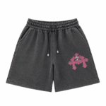 Chrome Hearts Pink Cemetery Cross Washed Black Shorts
