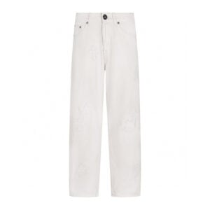 Chrome Hearts White Tonal Cross Star Patch Jeans