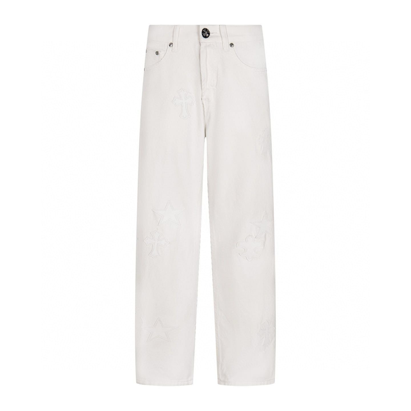 Chrome Hearts White Tonal Cross Star Patch Jeans Chrome Hearts White Tonal Cross Star Patch Jeans