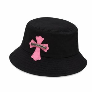 Chrome Hearts Black Pink Cross Bucket Hat