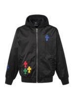 Chrome Hearts Multicolor Cross Patch Hooded Bomber Jacket