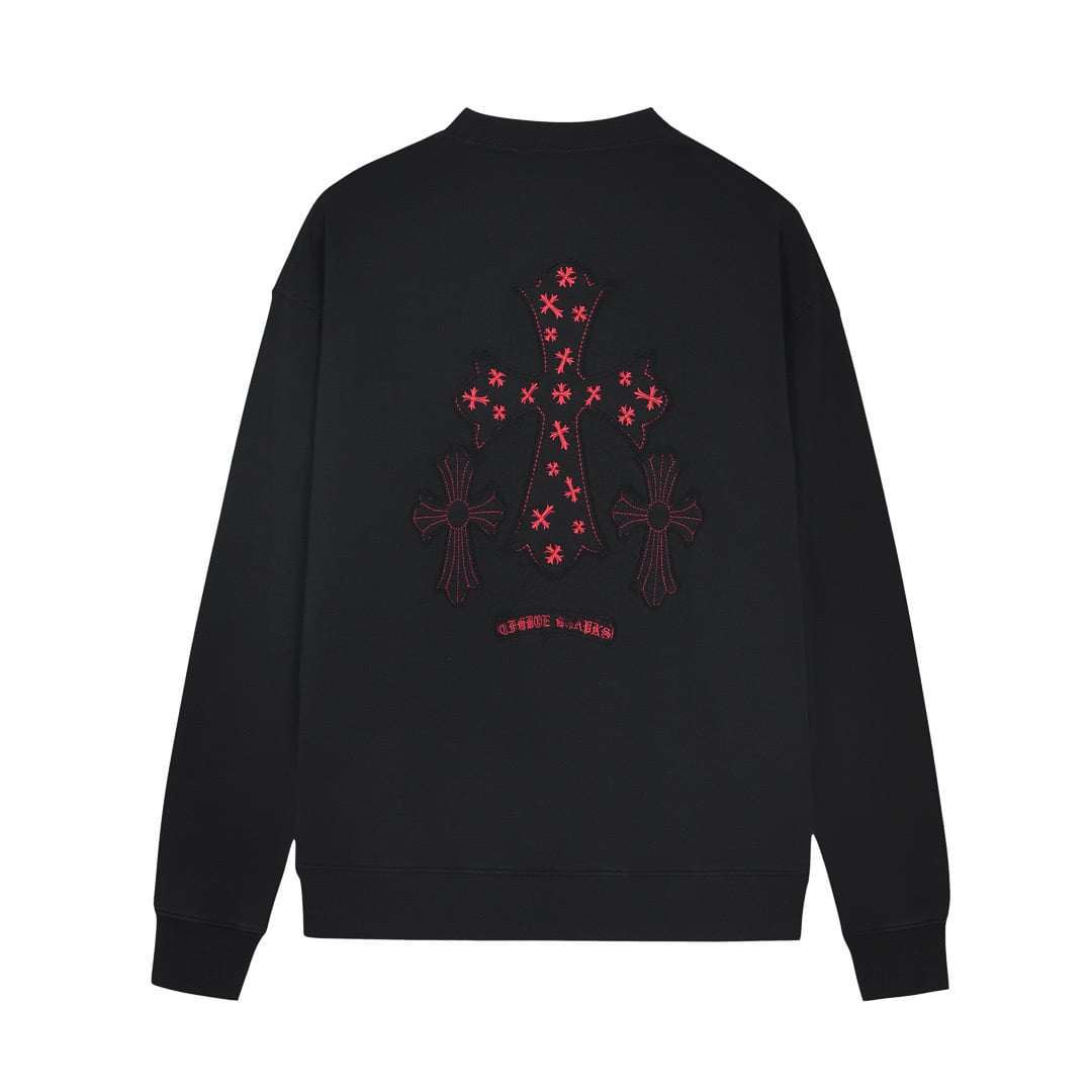 Chrome Hearts Black Red Floral Cross Long Sleeve Shirt Chrome Hearts Black Red Floral Cross Long Sleeve Shirt