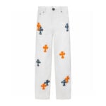 Chrome Hearts White Orange Blue Cross Patch Jeans