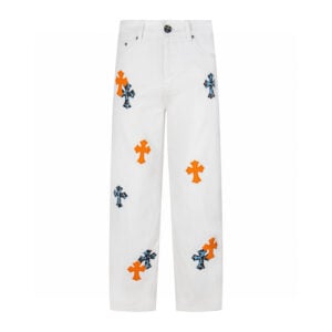 Chrome Hearts White Orange Blue Cross Patch Jeans