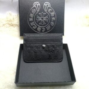 Chrome Hearts Black Cross Embossed Leather Card Holder