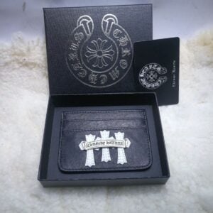 Chrome Hearts Black White Triple Cross Card Holder